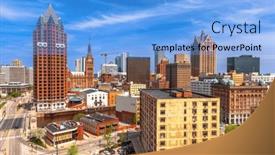  Presentation with wisconsin - Slide set enhanced with milwaukee-wisconsin-usa-downtown-skyline background and a light blue colored foreground