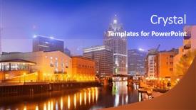  Presentation with wisconsin - Theme having milwaukee-wisconsin-usa-downtown-skyline background and a cobalt blue colored foreground