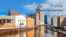  Presentation with wisconsin - Slide deck having milwaukee-wisconsin-usa-downtown-skyline background and a light blue colored foreground