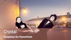  Presentation with actor - PPT theme having mime actor and actress performing background and a coral colored foreground