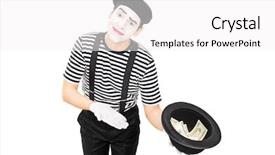  Presentation with mime - Slides having mime artist collecting money background and a white colored foreground