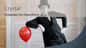  Presentation with mime - Colorful slide deck enhanced with mime-artist-scene-with-air backdrop and a light gray colored foreground