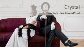  Presentation with mime - Beautiful theme featuring mime-artists-lady-and-gentleman backdrop and a light gray colored foreground