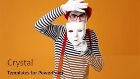  Presentation with mime - Slides consisting of mime-clown-in-red-hat background and a gold colored foreground