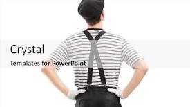  Presentation with mime - Amazing presentation theme having mime dancer shot from behind isolated on white background backdrop and a white colored foreground