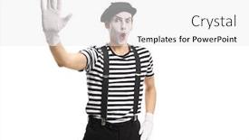 Presentation with mime - Amazing theme having mime-gesturing-stop-with-hand backdrop and a white colored foreground