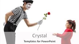  Presentation with mime - Colorful PPT theme enhanced with mime-giving-a-red-rose backdrop and a white colored foreground