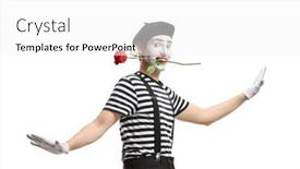 Presentation with white rose - Colorful PPT theme enhanced with mime-holding-red-rose backdrop and a white colored foreground