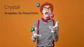  Presentation with mime - Slide set having mime-in-vest-and-red background and a gold colored foreground