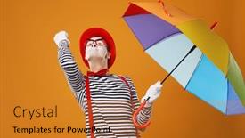  Presentation with orange colored - Colorful PPT layouts enhanced with mime-looking-up-with-multi backdrop and a gold colored foreground