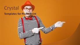  Presentation with mime - Cool new theme with mime-male-in-red-hat backdrop and a gold colored foreground