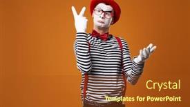  Presentation with mime - Theme having mime-man-in-vest background and a tawny brown colored foreground