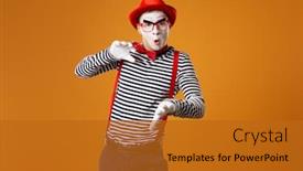  Presentation with mime - Theme enhanced with mime-man-in-white-gloves background and a gold colored foreground