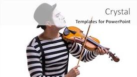 Presentation with mime - Presentation theme enhanced with mime-playing-violin-isolated background and a white colored foreground
