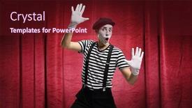  Presentation with mime - Cool new slides with mime-pretending-to-touch backdrop and a tawny brown colored foreground