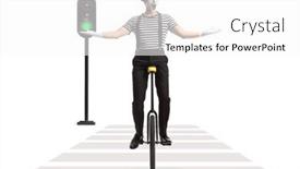  Presentation with mime - Slide deck consisting of mime-riding-a-unicycle background and a white colored foreground