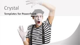  Presentation with mime - Colorful presentation theme enhanced with mime-toucing-an-imaginary-wall backdrop and a white colored foreground