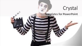  Presentation with mime - Audience pleasing slides consisting of mime with movie clapperboard isolated backdrop and a white colored foreground