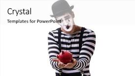  Presentation with mime - Presentation design featuring parody - mime with piggybank isolated background and a white colored foreground