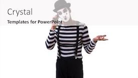  Presentation with mime - Audience pleasing PPT theme consisting of mime-with-telephone-isolated backdrop and a white colored foreground