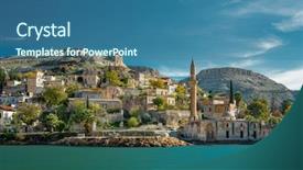  Presentation with turkey - Slides enhanced with minaret - new halfeti in gaziantep turkey background and a ocean colored foreground