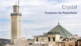  Presentation with famous moroccan koutoubia mosque minaret - Amazing presentation having minaret-and-the-roof backdrop and a sky blue colored foreground