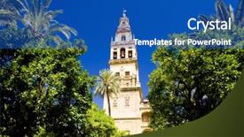  Presentation with cordoba - Slides featuring minaret tower of great mosque background and a  colored foreground