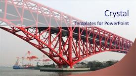  Presentation with osaka - PPT theme having minato bridge in osaka background and a sky blue colored foreground