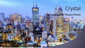  Presentation with office buildings - Slide deck having minato ward of tokyo background and a light blue colored foreground