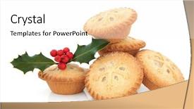  Presentation with holly - PPT layouts consisting of mince pies with snowflake design background and a white colored foreground