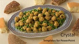  Presentation with moroccan - Beautiful PPT layouts featuring minced chicken balls green peas backdrop and a coral colored foreground