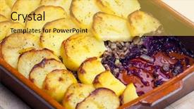  Presentation with meat - PPT layouts enhanced with minced meat and red cabbage background and a yellow colored foreground