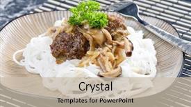  Presentation with meat - Slide deck featuring minced meat balls with mushrooms the asian background and a soft green colored foreground