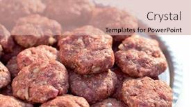  Presentation with meatball - Audience pleasing slide set consisting of minced meat meatball isolated over white backdrop and a coral colored foreground