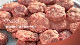  Presentation with meatball - Slide deck with minced meat meatball isolated over white background and a coral colored foreground