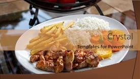  Presentation with potato chips - Audience pleasing slides consisting of minced-pork-with-rice-potato backdrop and a yellow colored foreground