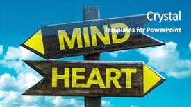  Presentation with mind - Cool new theme with mind - heart signpost with sky backdrop and a teal colored foreground