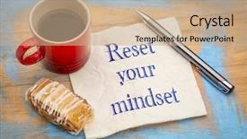  Presentation with cookie - Slide deck featuring change mind - reset your minset advice background and a coral colored foreground