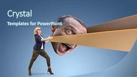  Presentation with man and woman - Audience pleasing PPT theme consisting of help mind - woman pulling man's head backdrop and a ocean colored foreground