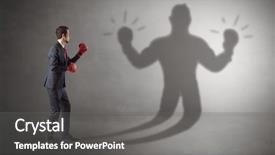  Presentation with mind - Audience pleasing presentation consisting of mind attack - businessman trying to fight backdrop and a gray colored foreground