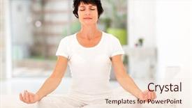  Presentation with mind body - Theme enhanced with mind body - beautiful middle aged woman meditation background and a lemonade colored foreground