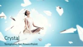  Presentation with mind body - Colorful PPT layouts enhanced with mind body - girl practicing yoga mixed media backdrop and a sky blue colored foreground
