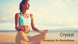  Presentation with active lifestyle - Audience pleasing slide set consisting of mind body - happy young woman practicing yoga backdrop and a coral colored foreground