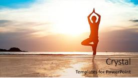  Presentation with mind body - Presentation design enhanced with mind body - silhouette young woman practicing yoga background and a coral colored foreground