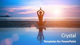  Presentation with sad woman silhouette - PPT layouts featuring mind body - silhouette young woman practicing yoga background and a teal colored foreground