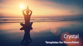  Presentation with mind body - Amazing PPT theme having mind body - silhouette young woman practicing yoga backdrop and a navy blue colored foreground