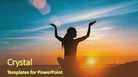  Presentation with meditation - PPT theme featuring mind body - yoga silhouette meditation girl background and a tawny brown colored foreground