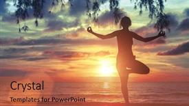  Presentation with mind body - Colorful theme enhanced with mind body - young woman standing in yoga backdrop and a red colored foreground