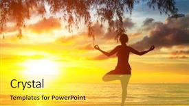  Presentation with mind body - PPT layouts featuring mind body spirit - young woman silhouette practicing yoga background and a yellow colored foreground