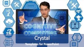  Presentation with cognitive - Amazing presentation design having mind chip - cognitive computing concept as modern backdrop and a ocean colored foreground